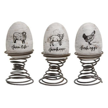 3 Set Farm Life Eggs on Springs - The Fox Decor